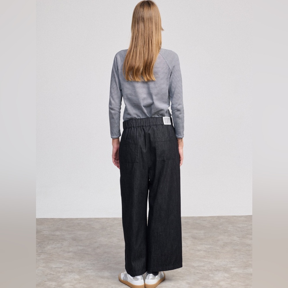 NWT Beatriz Furest Walter Denim Black Wide-Leg Trousers made in Spain - Picture 3 of 13